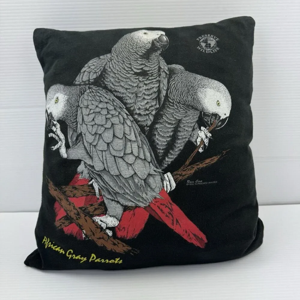 African Gray Parrot Throw Pillow Wildlife Bird Art Decorative Nature Accent